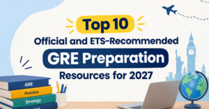 Student using ETS POWERPREP software to practice GRE test questions